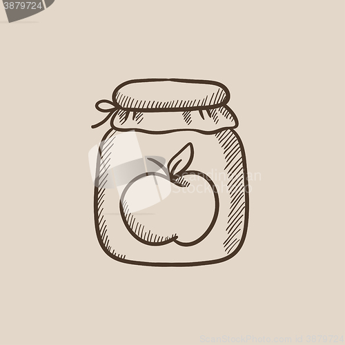 Image of Apple jam jar sketch icon.