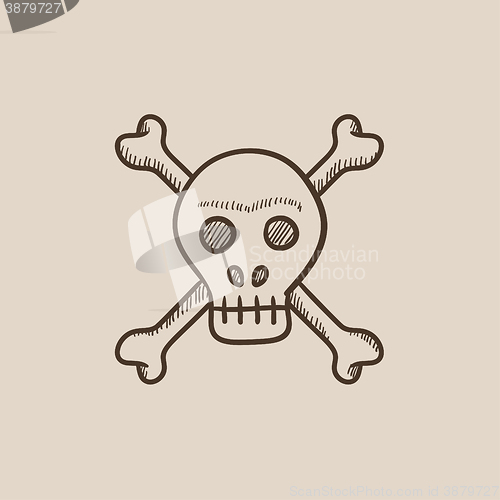 Image of Skull and cross bones sketch icon.