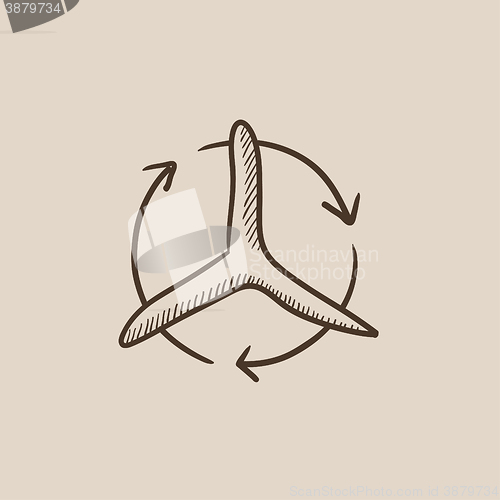 Image of Windmill with arrows sketch icon.