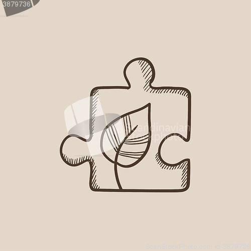 Image of Puzzle with leaf sketch icon.