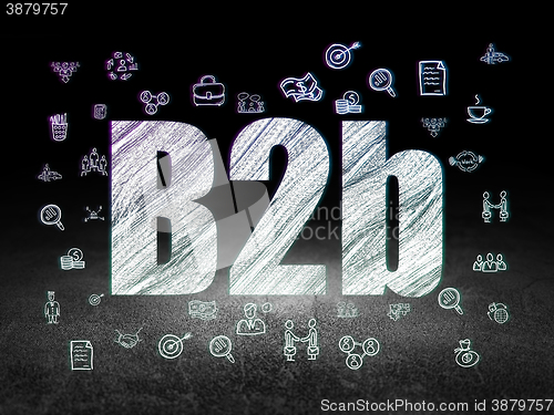 Image of Finance concept: B2b in grunge dark room