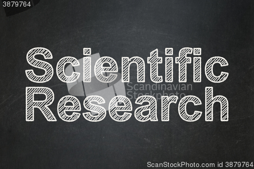 Image of Science concept: Scientific Research on chalkboard background