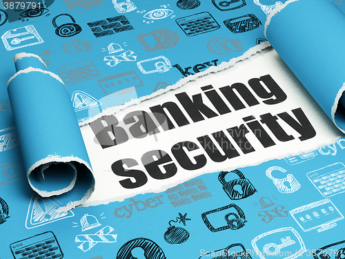 Image of Security concept: black text Banking Security under the piece of  torn paper