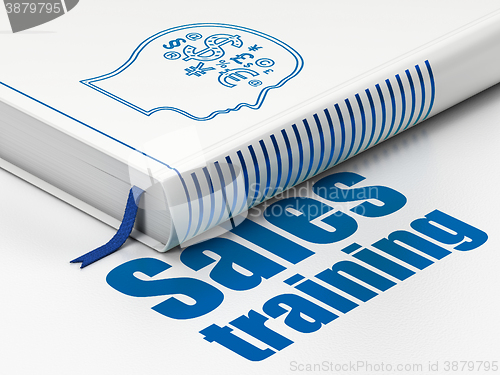 Image of Marketing concept: book Head With Finance Symbol, Sales Training on white background