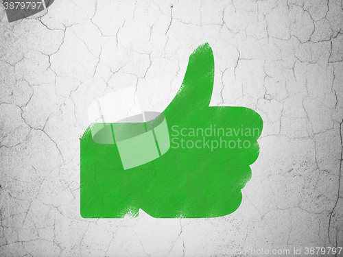 Image of Social media concept: Thumb Up on wall background