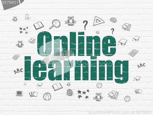 Image of Studying concept: Online Learning on wall background