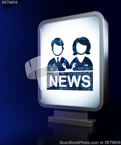 Image of News concept: Anchorman on billboard background