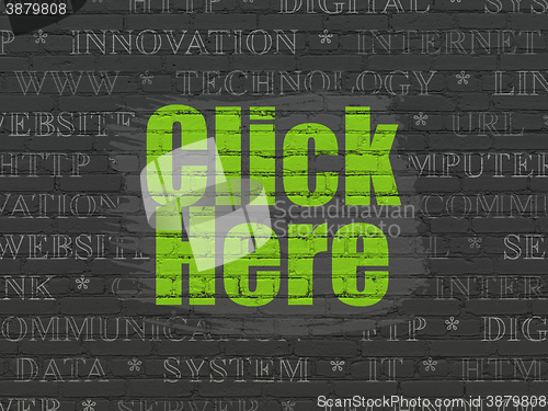 Image of Web development concept: Click Here on wall background
