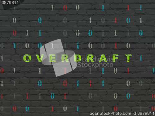 Image of Finance concept: Overdraft on wall background