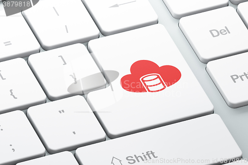 Image of Cloud technology concept: Database With Cloud on computer keyboard background