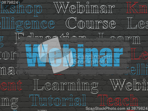Image of Education concept: Webinar on wall background