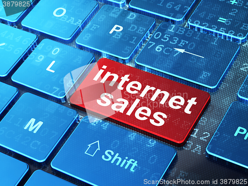 Image of Advertising concept: Internet Sales on computer keyboard background