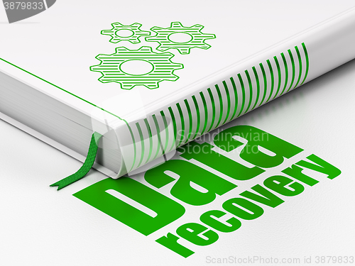 Image of Data concept: book Gears, Data Recovery on white background