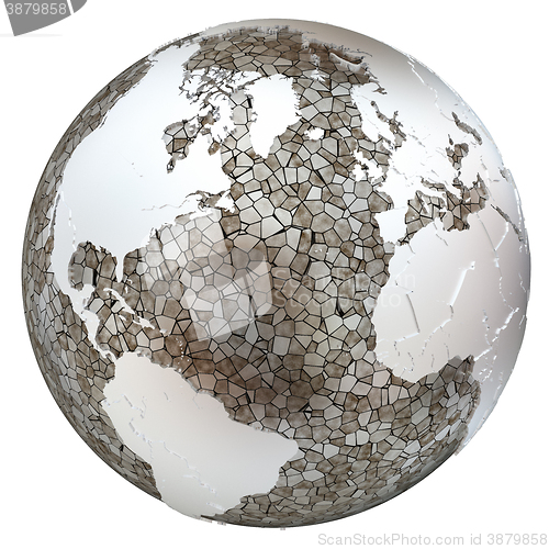 Image of North America and Europe on translucent Earth