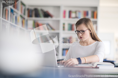 Image of female student study in school library