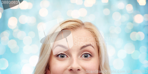 Image of happy young woman or teenage girl face