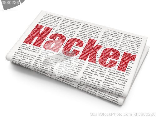 Image of Privacy concept: Hacker on Newspaper background