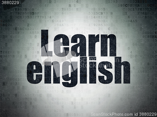 Image of Learning concept: Learn English on Digital Data Paper background
