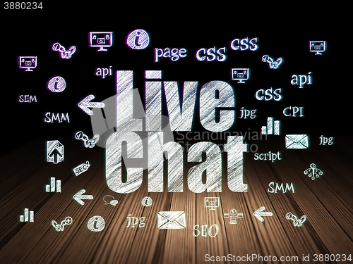 Image of Web development concept: Live Chat in grunge dark room