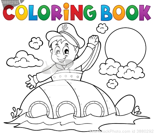 Image of Coloring book submarine with sailor