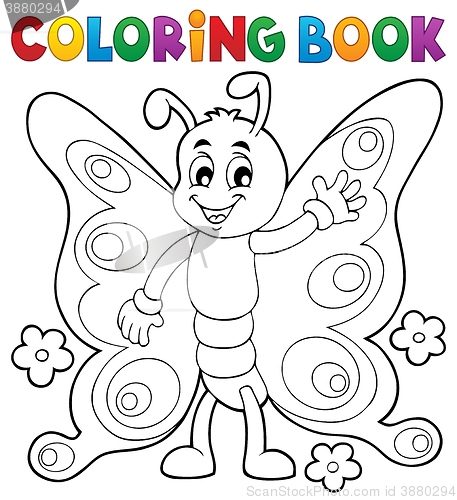 Image of Coloring book cheerful butterfly theme 1