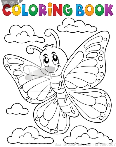 Image of Coloring book happy butterfly topic 1