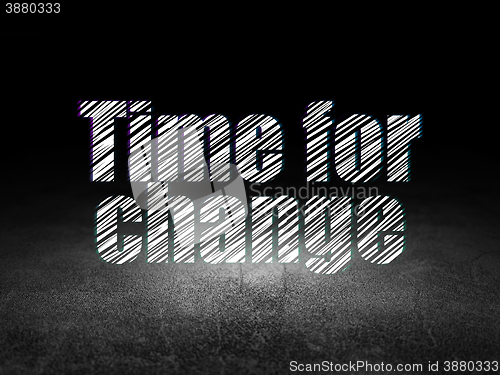 Image of Timeline concept: Time for Change in grunge dark room