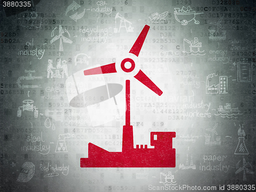 Image of Manufacuring concept: Windmill on Digital Data Paper background