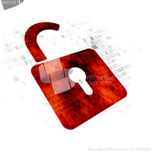 Image of Security concept: Opened Padlock on Digital background