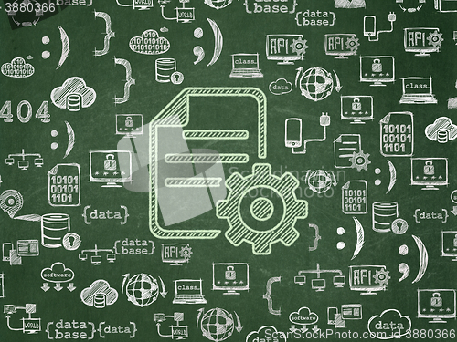 Image of Database concept: Gear on School board background