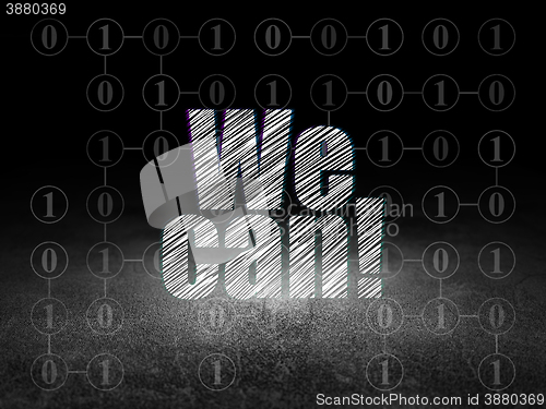 Image of Finance concept: We Can! in grunge dark room