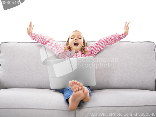 Image of Happy girl with a laptop
