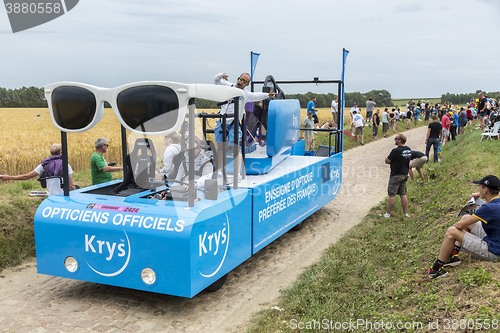 Image of Krys Vehicle on a Cobblestone Road- Tour de France 2015