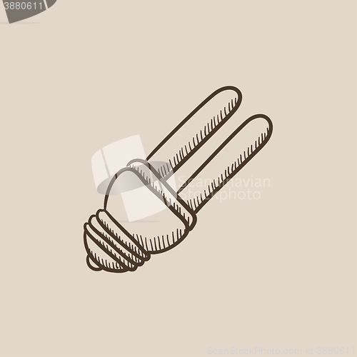 Image of Energy saving light bulb sketch icon.