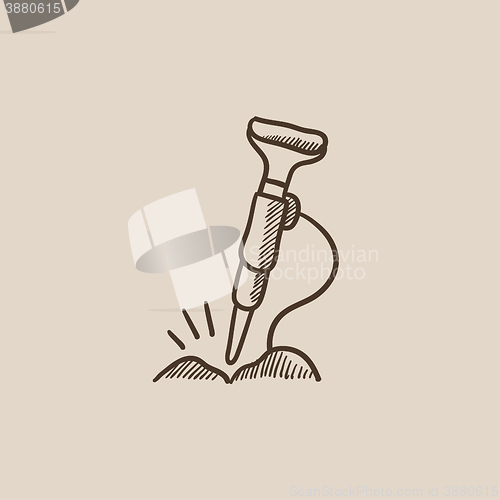 Image of Pneumatic hammer drill sketch icon.