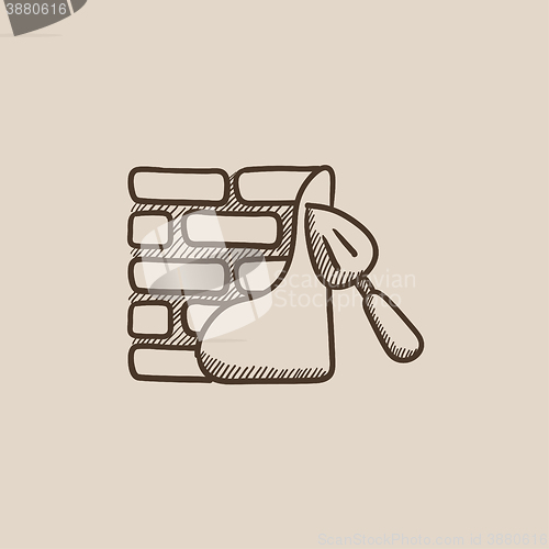 Image of Spatula with brickwall sketch icon.