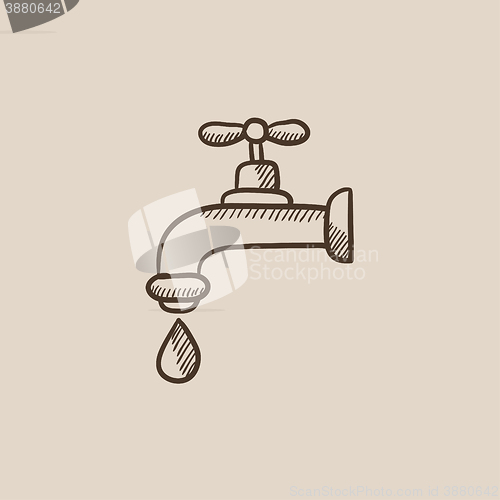 Image of Dripping tap with drop sketch icon.