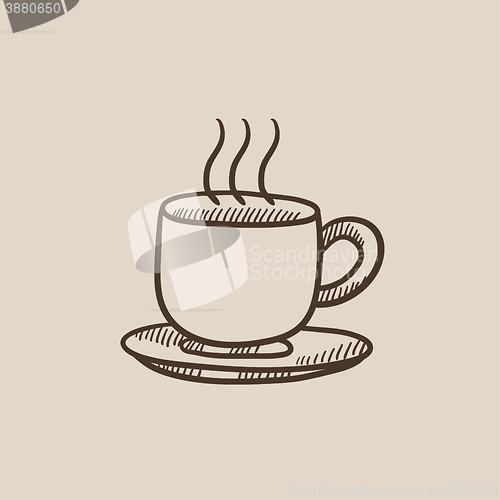 Image of Cup of hot drink sketch icon.