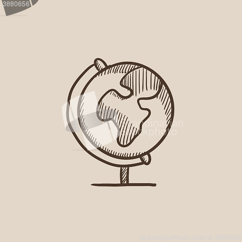 Image of World globe on stand sketch icon.