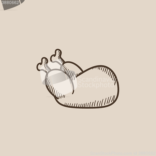 Image of Raw chicken sketch icon.