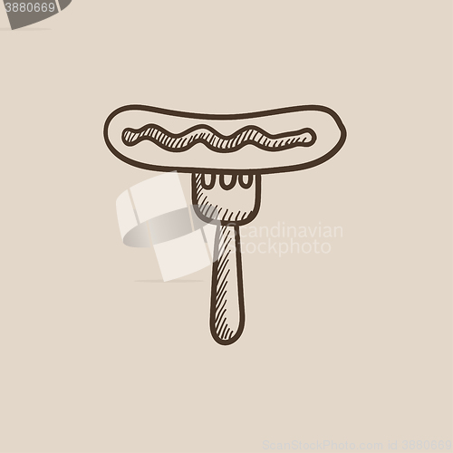 Image of Sausage on fork sketch icon.