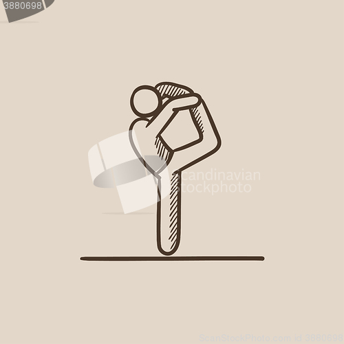 Image of Man practicing yoga sketch icon.
