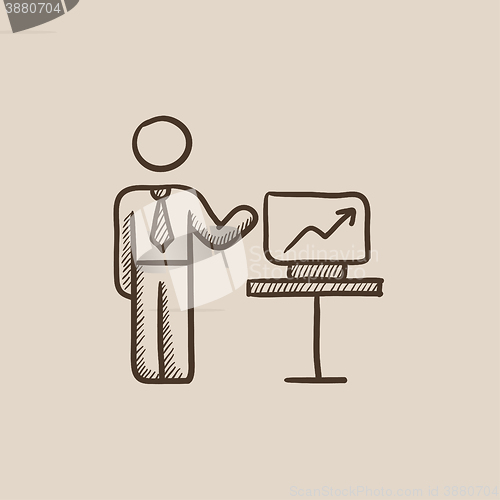 Image of Business presentation sketch icon.