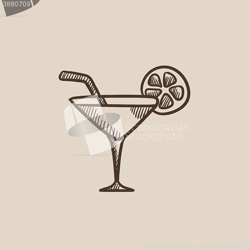 Image of Cocktail glass sketch icon.