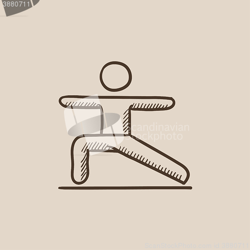 Image of Man practicing yoga sketch icon.