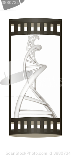 Image of DNA structure model on white. The film strip