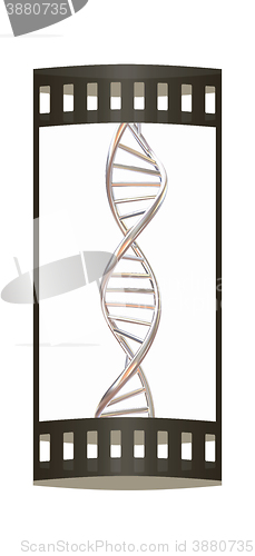 Image of DNA structure model on white. The film strip