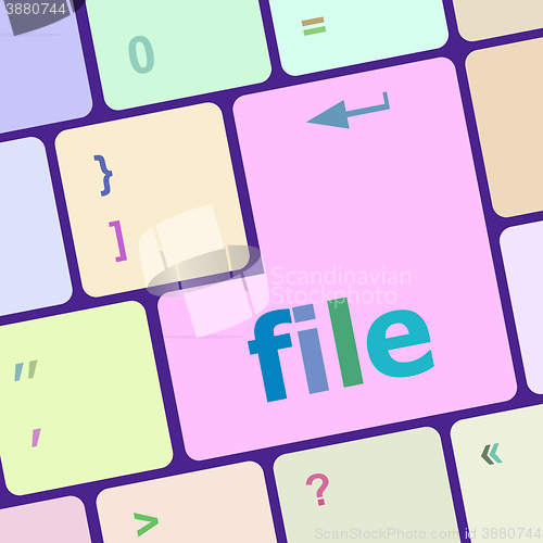 Image of file button on computer pc keyboard key vector illustration