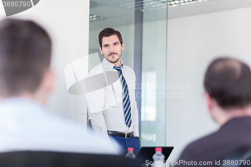 Image of Relaxed informal business team office meeting.