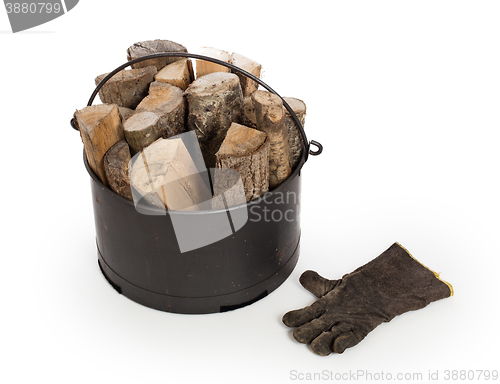 Image of Metal basket of firewood